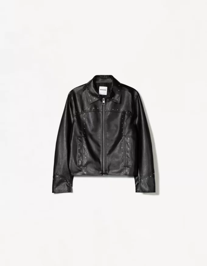 Studded leather effect jacket