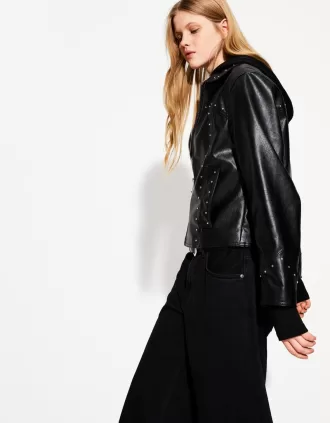 Studded leather effect jacket