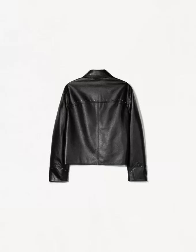 Studded leather effect jacket