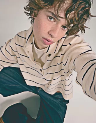 Sweater with polo collar