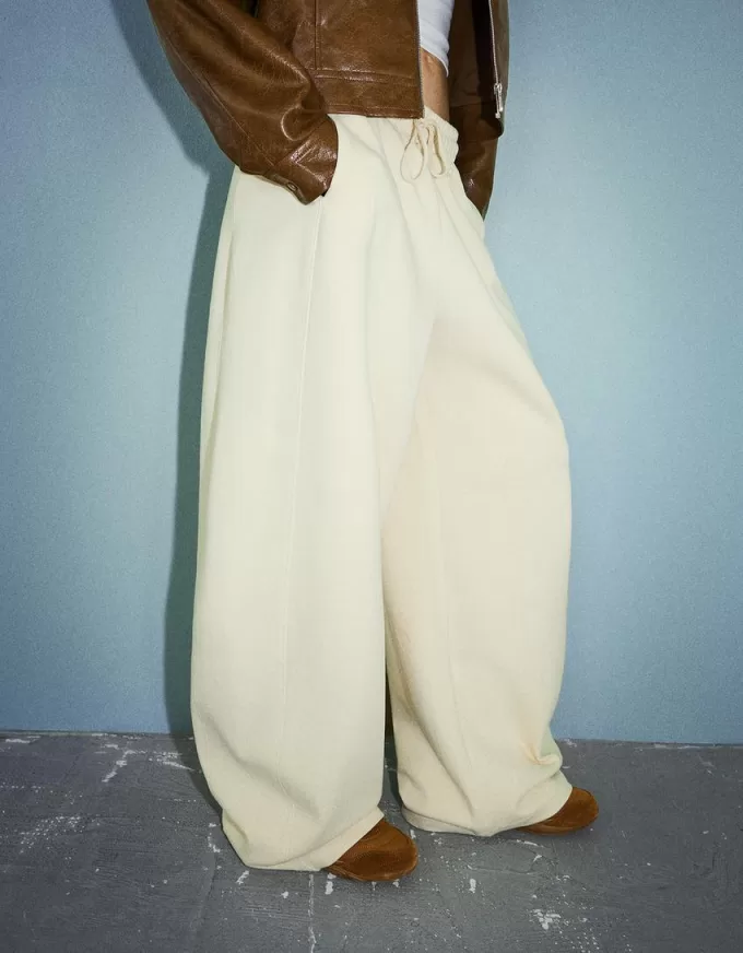 Sweatshirt material barrel pants Sweatshirt material barrel pants