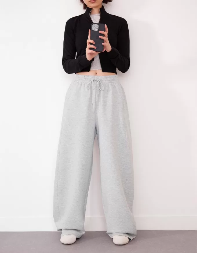 Sweatshirt material barrel pants Sweatshirt material barrel pants