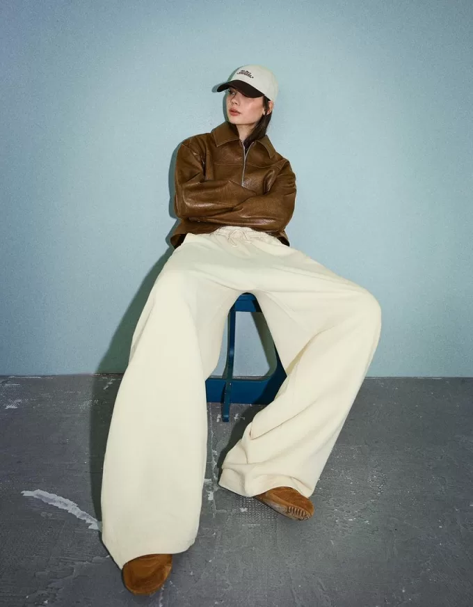 Sweatshirt material barrel pants Sweatshirt material barrel pants