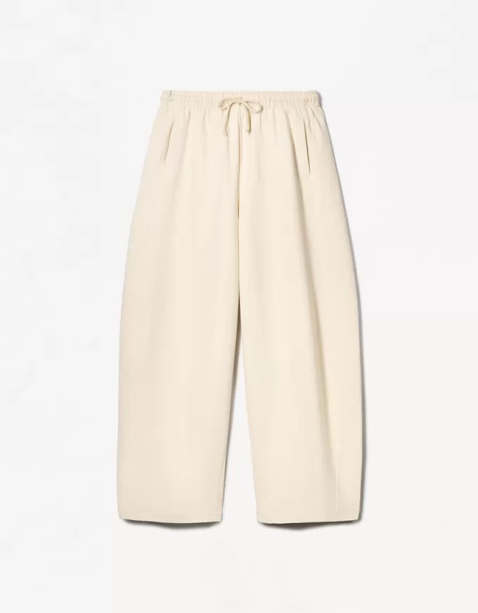 Sweatshirt material barrel pants Sweatshirt material barrel pants