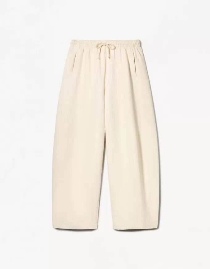 Sweatshirt material barrel pants Sweatshirt material barrel pants