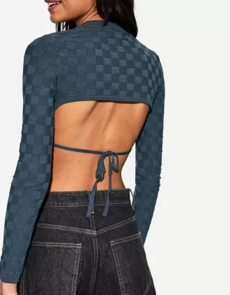 Textured check sweater