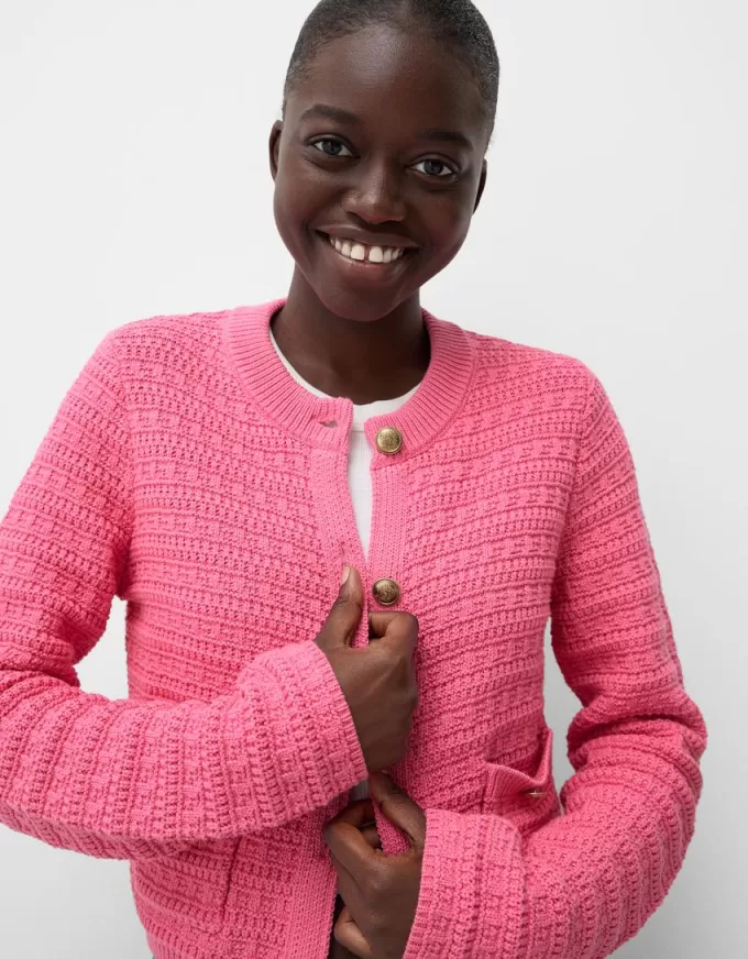 Textured crew neck cardigan Textured crew neck cardigan