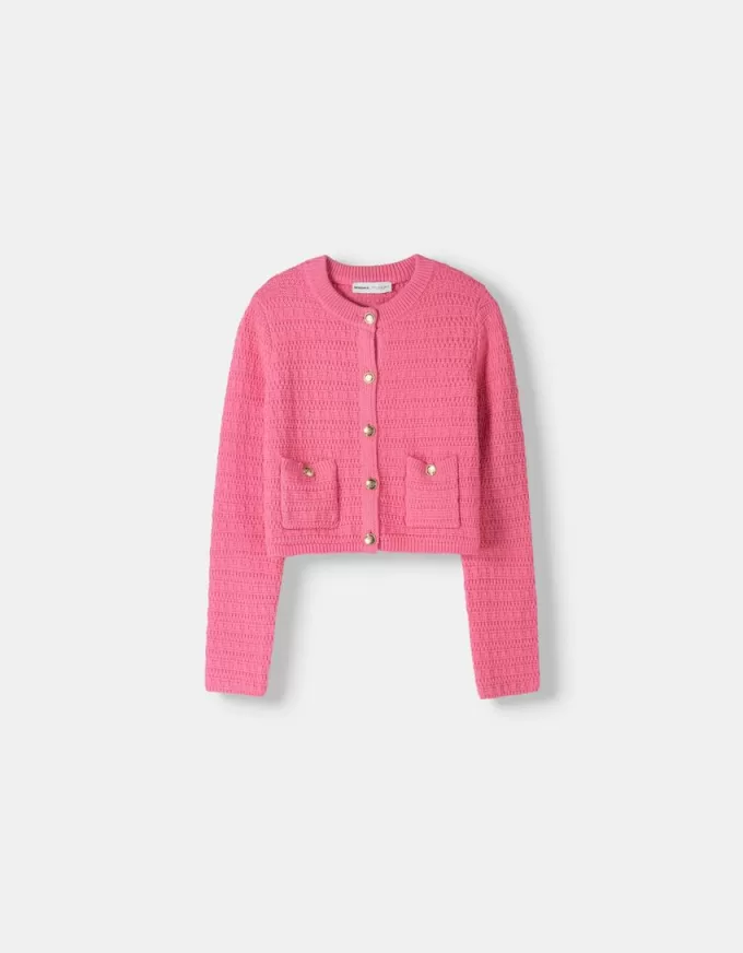 Textured crew neck cardigan Textured crew neck cardigan