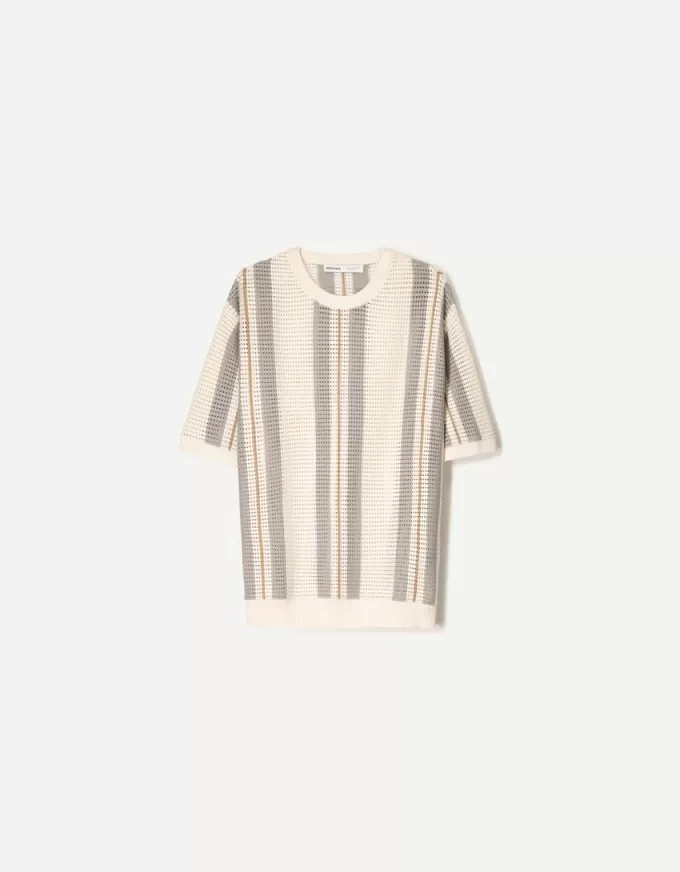 Textured striped short sleeve T-shirt Textured striped short sleeve T-shirt