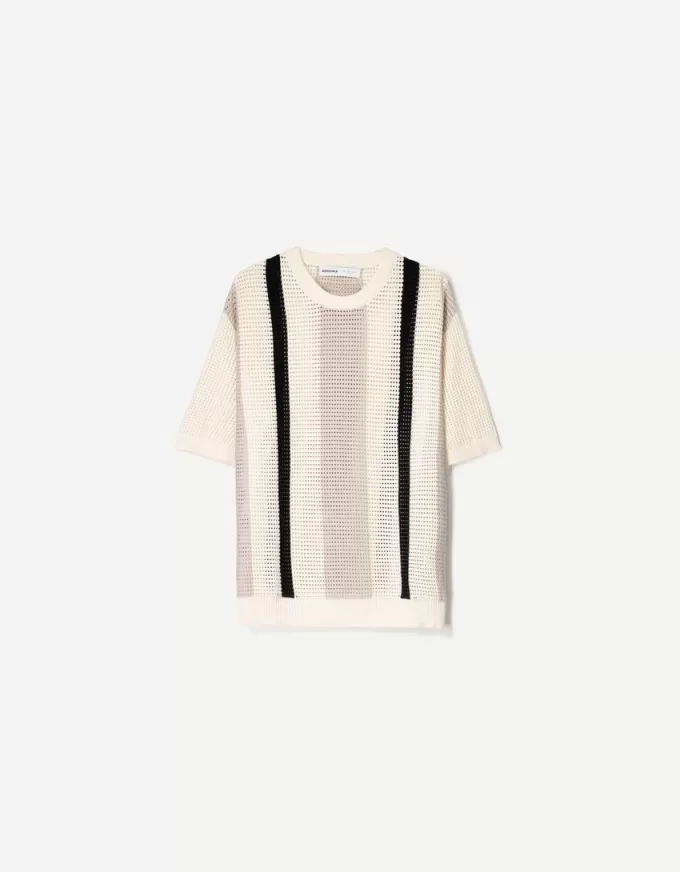 Textured striped short sleeve T-shirt Textured striped short sleeve T-shirt
