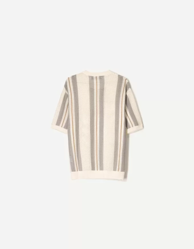Textured striped short sleeve T-shirt Textured striped short sleeve T-shirt