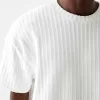 Textured striped short sleeve T-shirt Textured striped short sleeve T-shirt