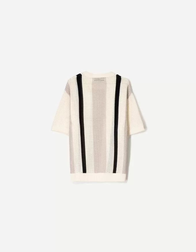 Textured striped short sleeve T-shirt Textured striped short sleeve T-shirt