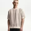 Textured striped short sleeve T-shirt Textured striped short sleeve T-shirt