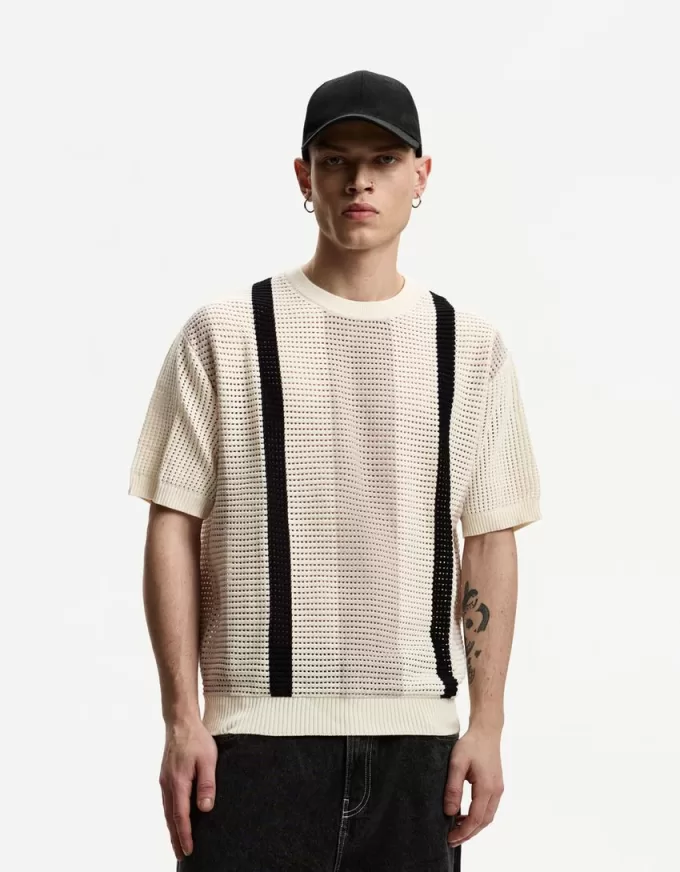 Textured striped short sleeve T-shirt Textured striped short sleeve T-shirt