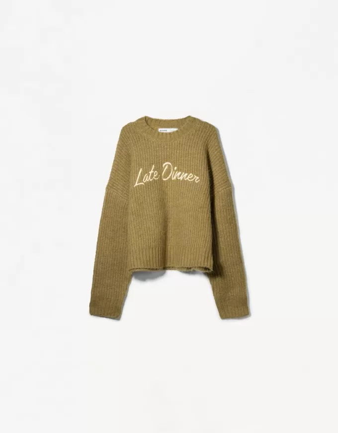 Textured weave embroidered sweater Textured weave embroidered sweater