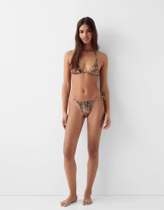 Tied animal print bikini bottoms