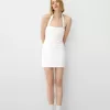 Twill halterneck mini dress