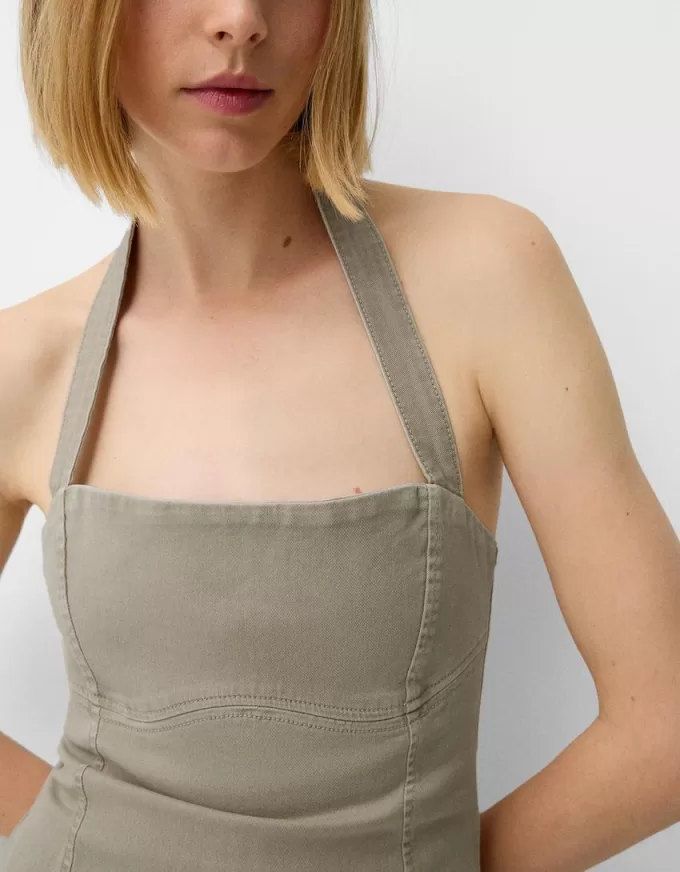 Twill halterneck mini dress Twill halterneck mini dress