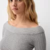 V-neck off-the-shoulder sweater V-neck off-the-shoulder sweater