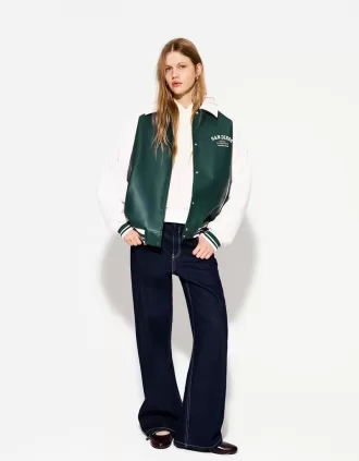 Varsity faux leather jacket