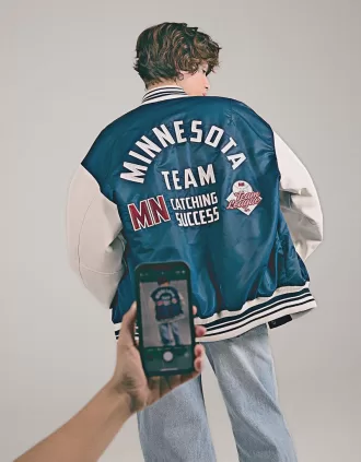 Varsity jacket with contrasting sleeves