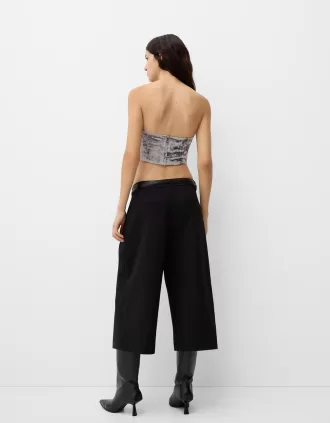 Velvet corsetry-inspired top