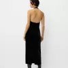 Velvet halter neck midi dress