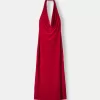 Velvet halter neck midi dress