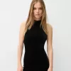 Velvet high neck mini dress