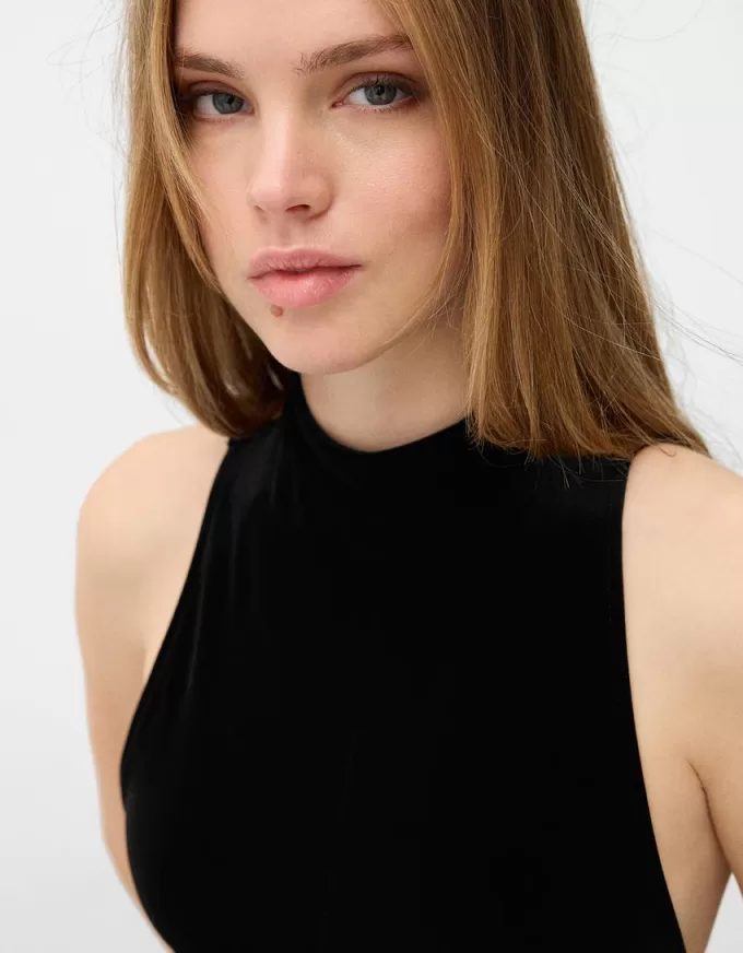 Velvet high neck mini dress