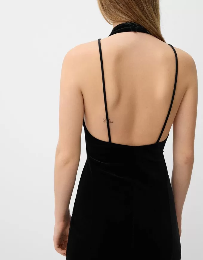 Velvet high neck mini dress