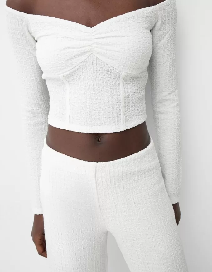 Waffle-knit long sleeve T-shirt Waffle-knit long sleeve T-shirt