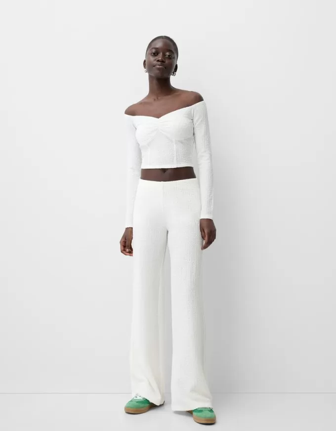 Waffle-knit long sleeve T-shirt Waffle-knit long sleeve T-shirt