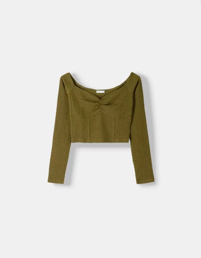 Waffle-knit long sleeve T-shirt Waffle-knit long sleeve T-shirt