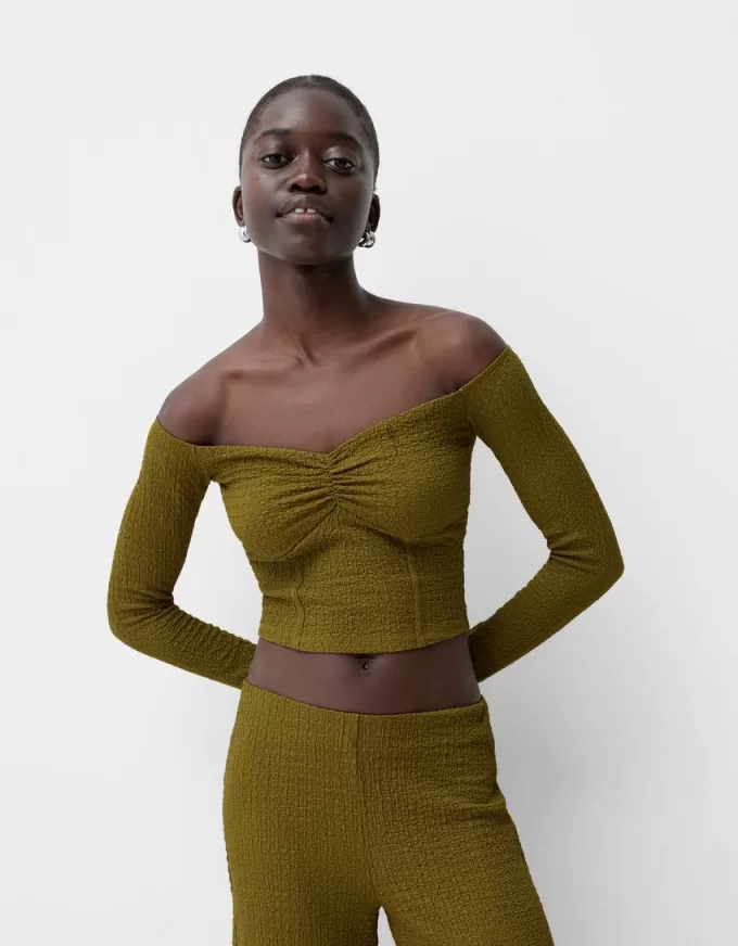 Waffle-knit long sleeve T-shirt Waffle-knit long sleeve T-shirt