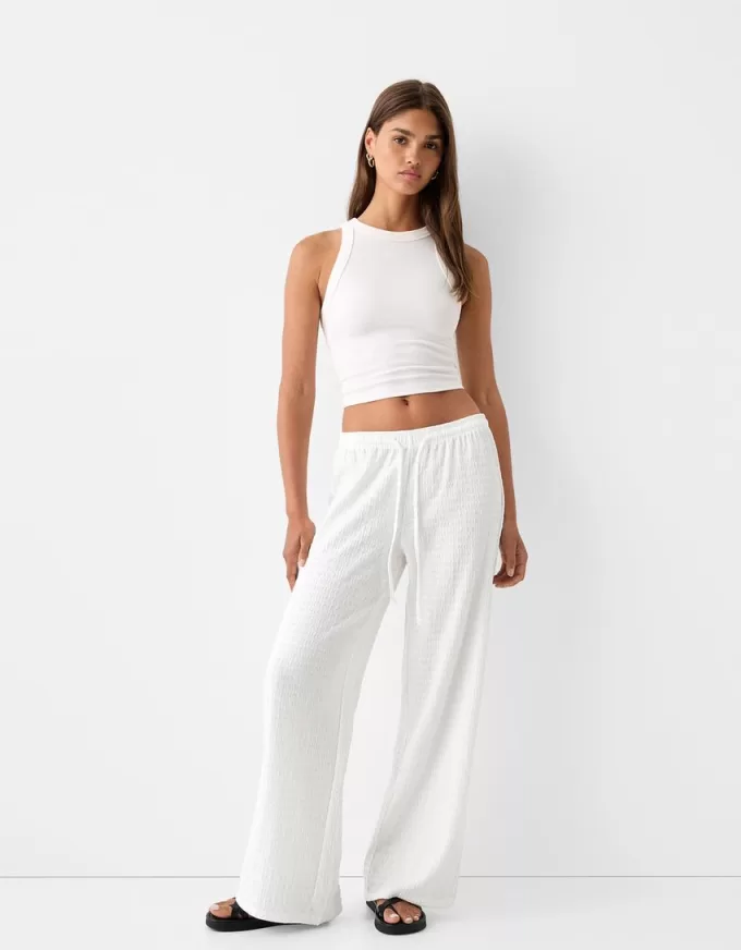 Waffle-knit straight-leg pants Waffle-knit straight-leg pants