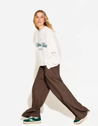 Wide-leg drawstring pants