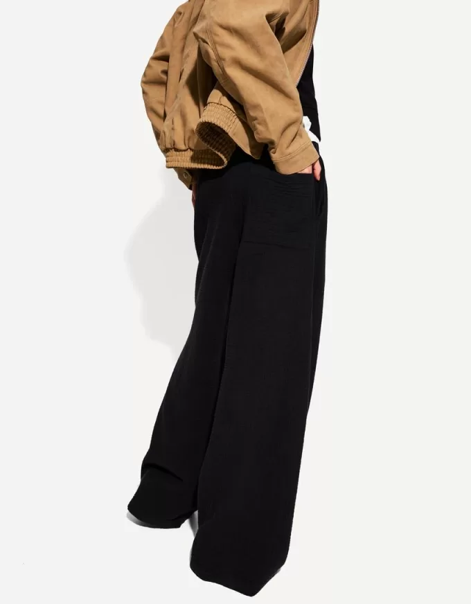 Wide-leg rustic double cloth pants Wide-leg rustic double cloth pants