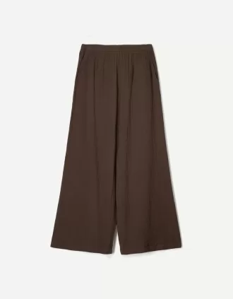 Wide-leg rustic double cloth pants