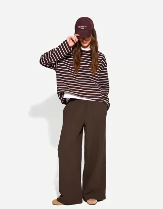 Wide-leg rustic double cloth pants