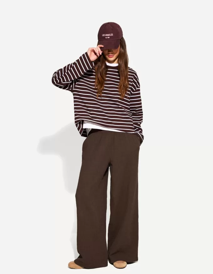 Wide-leg rustic double cloth pants Wide-leg rustic double cloth pants