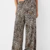 Wide-leg sateen animal print pants Wide-leg sateen animal print pants