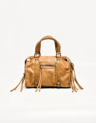 Worn-effect bowling bag with straps