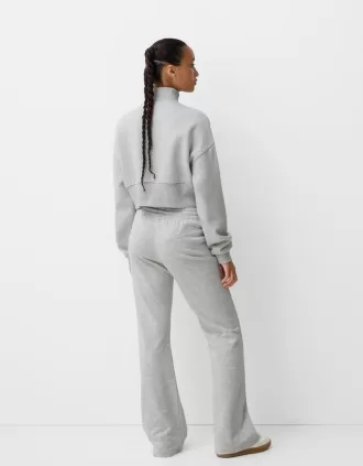 Zipped sweatshirt with embroidery