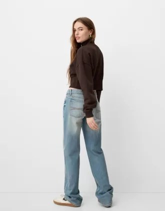 Zipped sweatshirt with embroidery