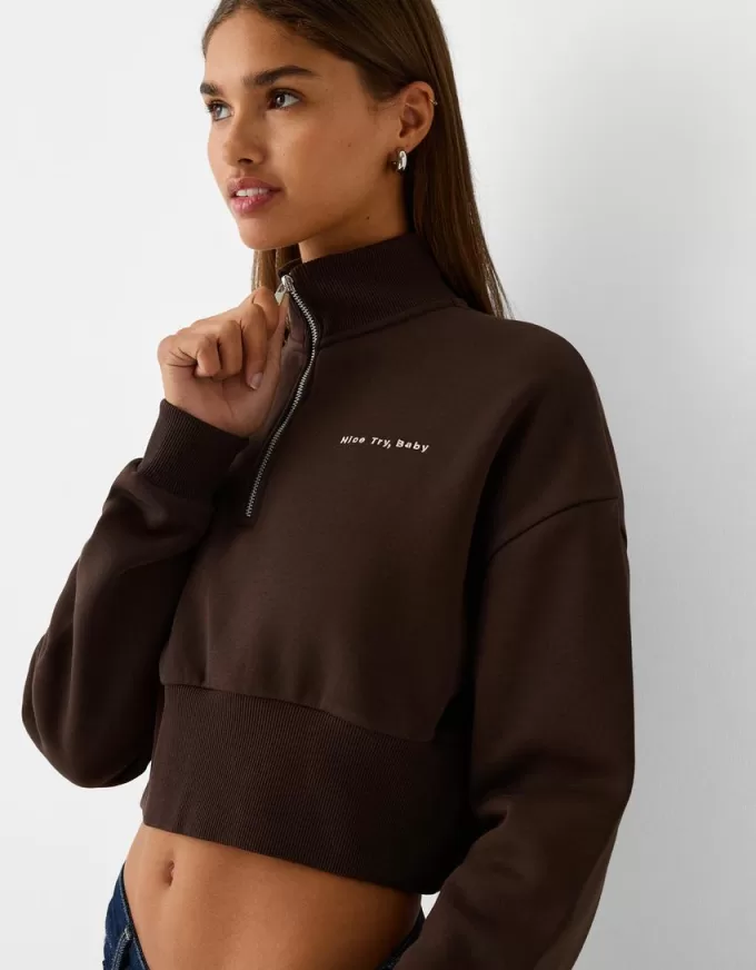 Zipped sweatshirt with embroidery Zipped sweatshirt with embroidery