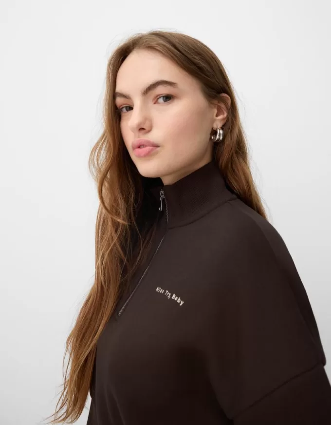 Zipped sweatshirt with embroidery Zipped sweatshirt with embroidery